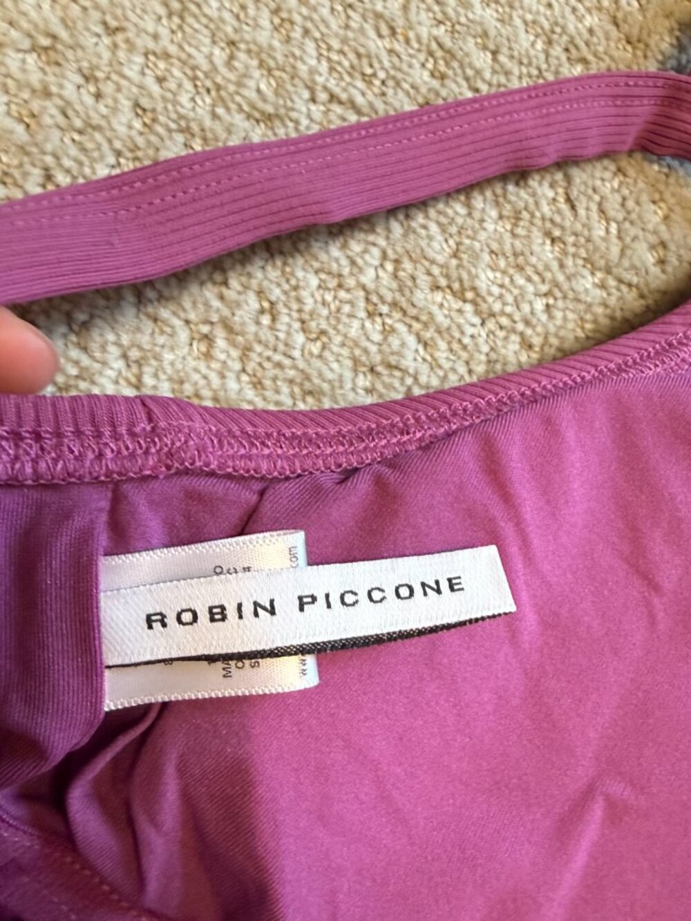 Robin Piccone Amy High Neck One Piece Swimsuit NWOT Ribbed Size 12 - Picture 8 of 10